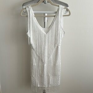 White Fringe Dress Swing Disco Cowboy Dress New Medium